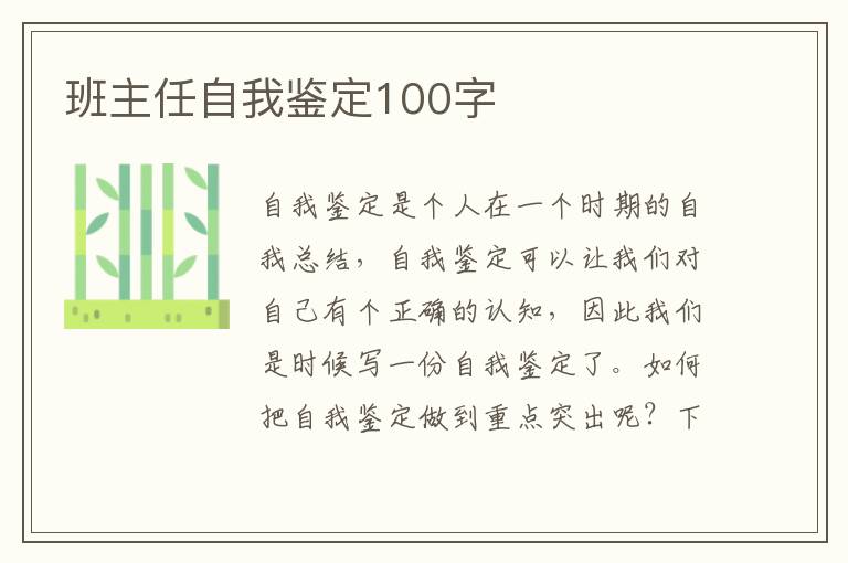 班主任自我鉴定100字