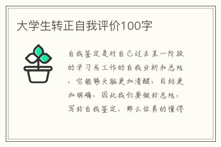 大学生转正自我评价100字