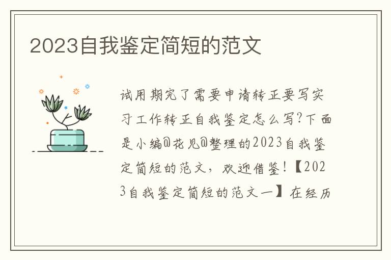 2023自我鉴定简短的范文