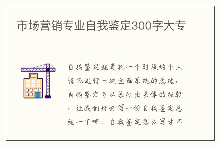 市场营销专业自我鉴定300字大专