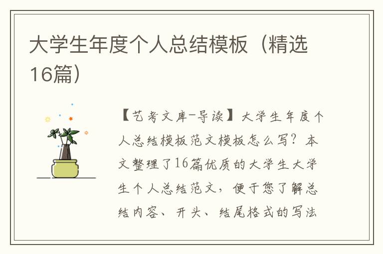 大学生年度个人总结模板（精选16篇）