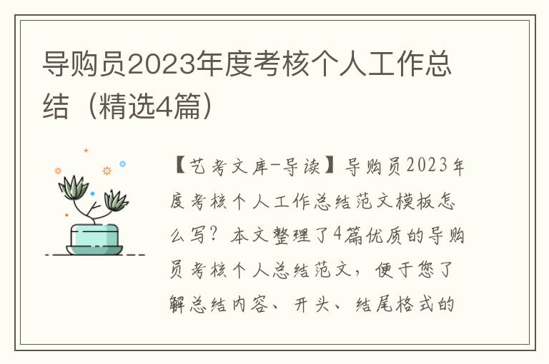 导购员2023年度考核个人工作总结（精选4篇）