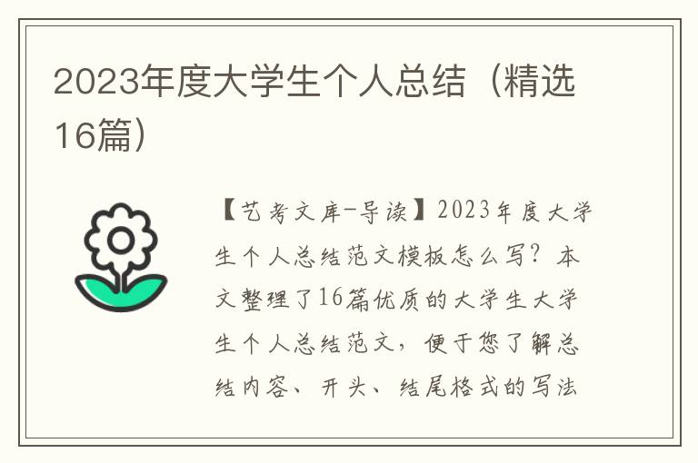 2023年度大学生个人总结（精选16篇）