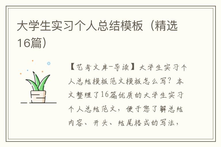 大学生实习个人总结模板（精选16篇）