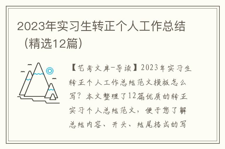 2023年实习生转正个人工作总结（精选12篇）