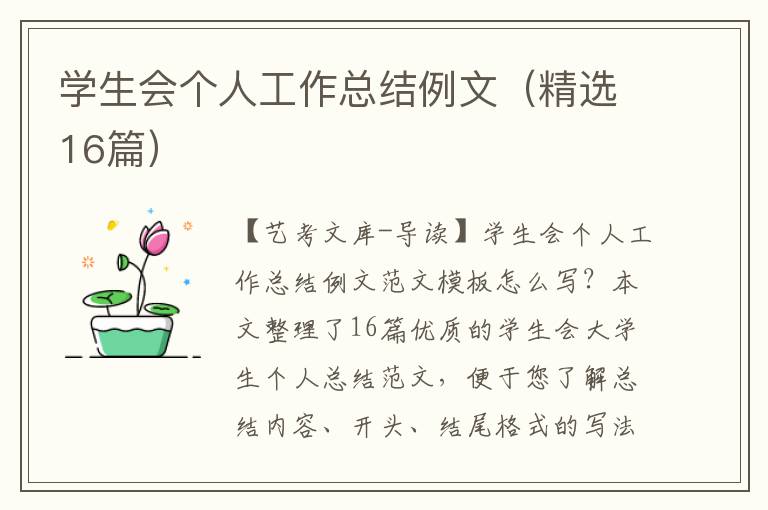 学生会个人工作总结例文（精选16篇）