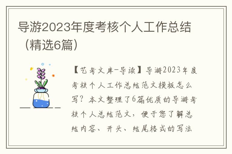 导游2023年度考核个人工作总结（精选6篇）