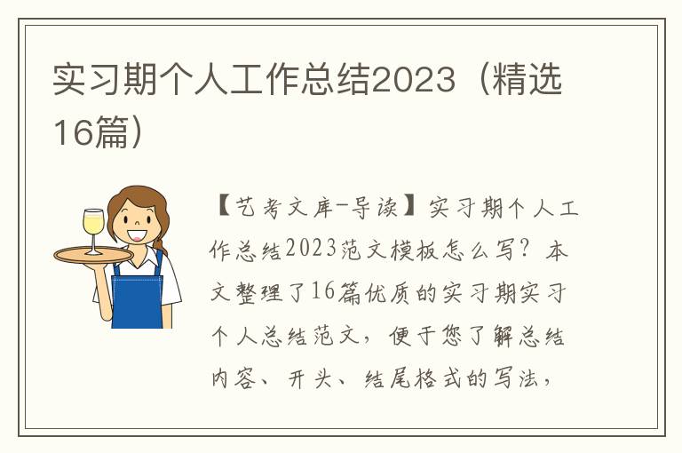 实习期个人工作总结2023（精选16篇）