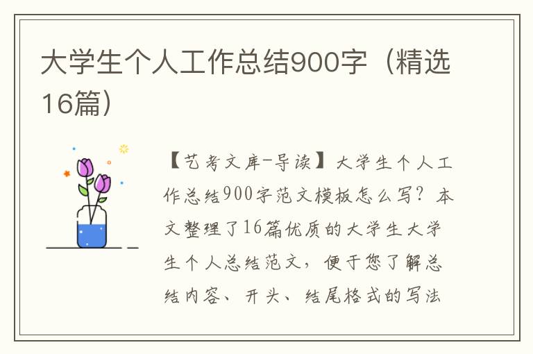 大学生个人工作总结900字（精选16篇）