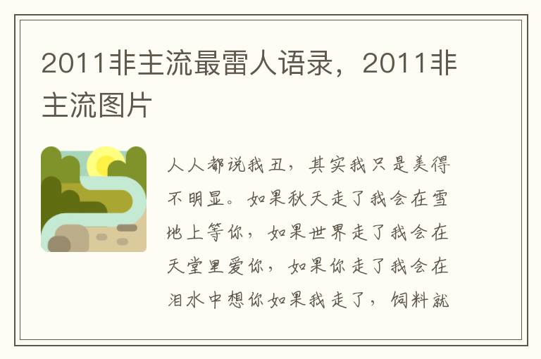 2011非主流最雷人语录，2011非主流图片