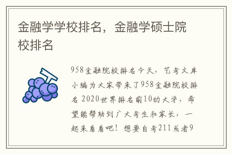 金融学学校排名，金融学硕士院校排名