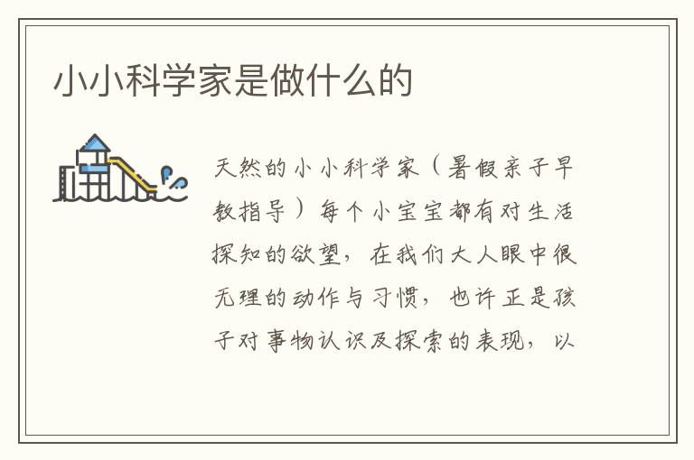 小小科学家是做什么的