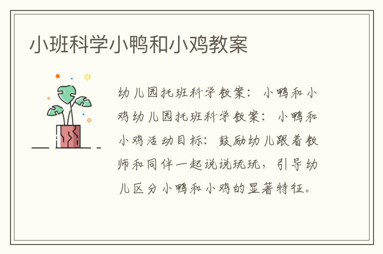 小班科学小鸭和小鸡教案