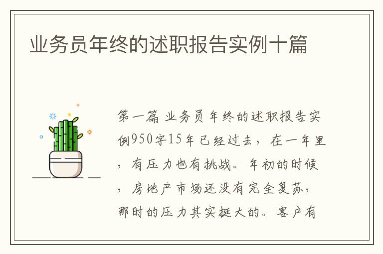 业务员年终的述职报告实例十篇