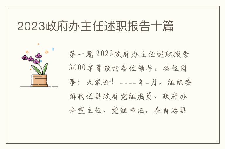 2023政府办主任述职报告十篇