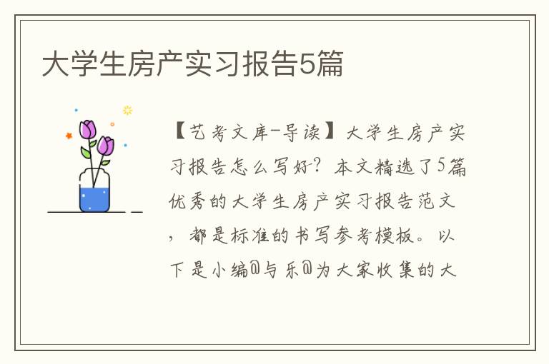 大学生房产实习报告5篇