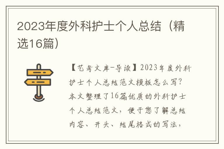 2023年度外科护士个人总结（精选16篇）