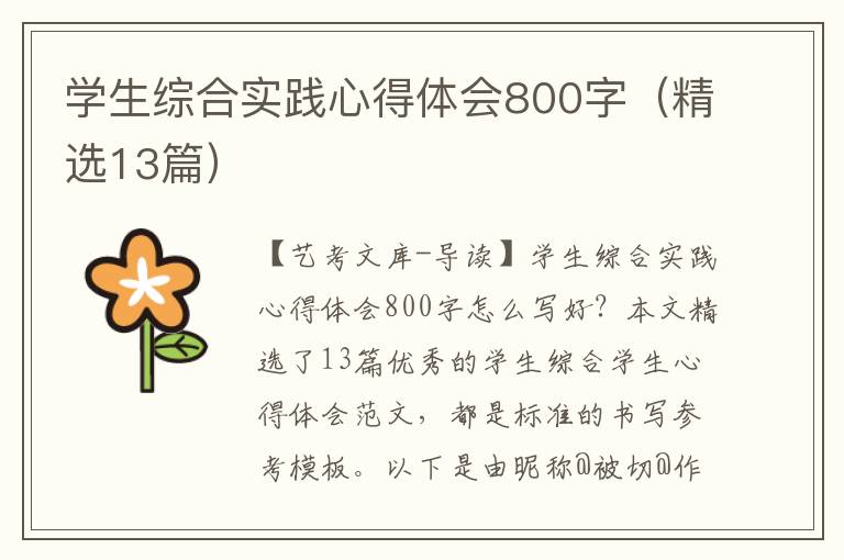 学生综合实践心得体会800字（精选13篇）