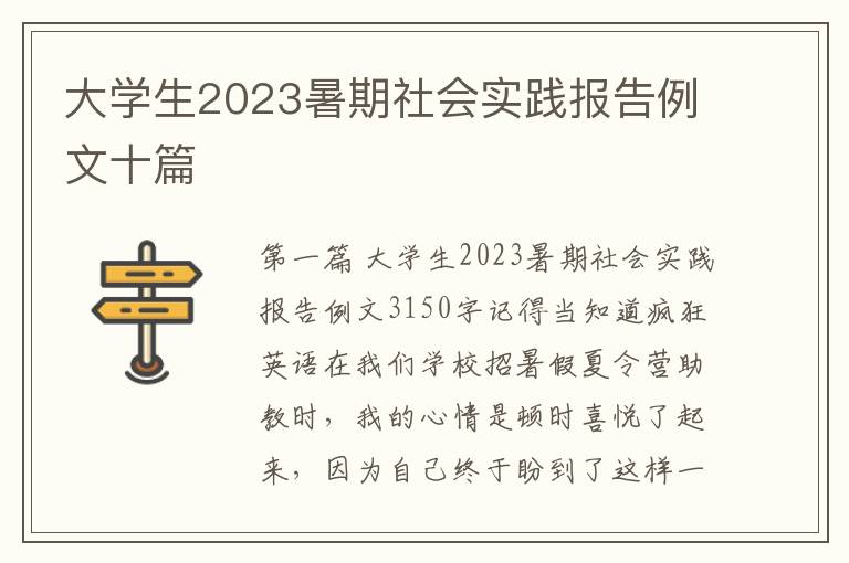 大学生2023暑期社会实践报告例文十篇