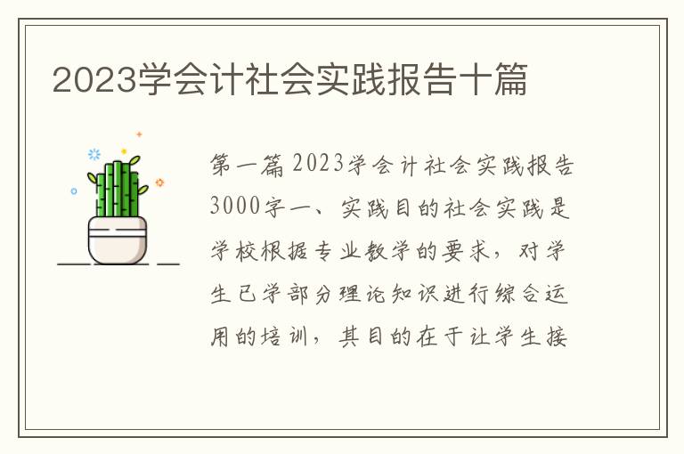 2023学会计社会实践报告十篇