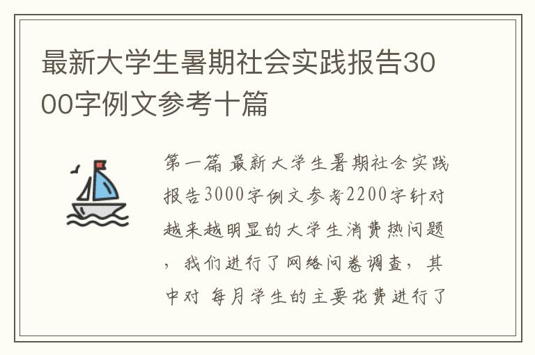 最新大学生暑期社会实践报告3000字例文参考十篇