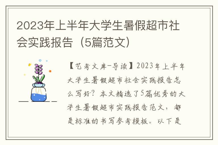 2023年上半年大学生暑假超市社会实践报告（5篇范文）