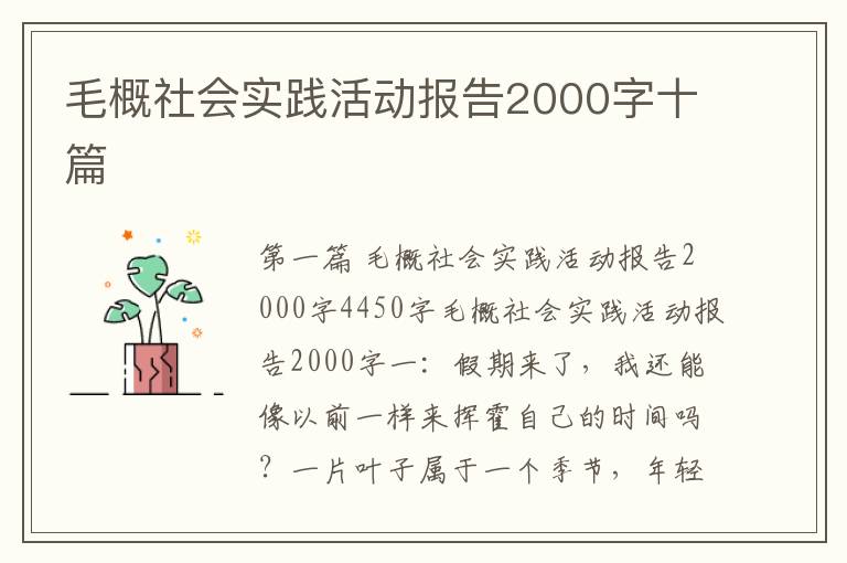 毛概社会实践活动报告2000字十篇