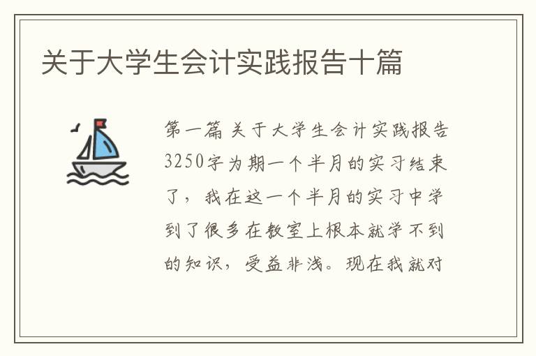 关于大学生会计实践报告十篇