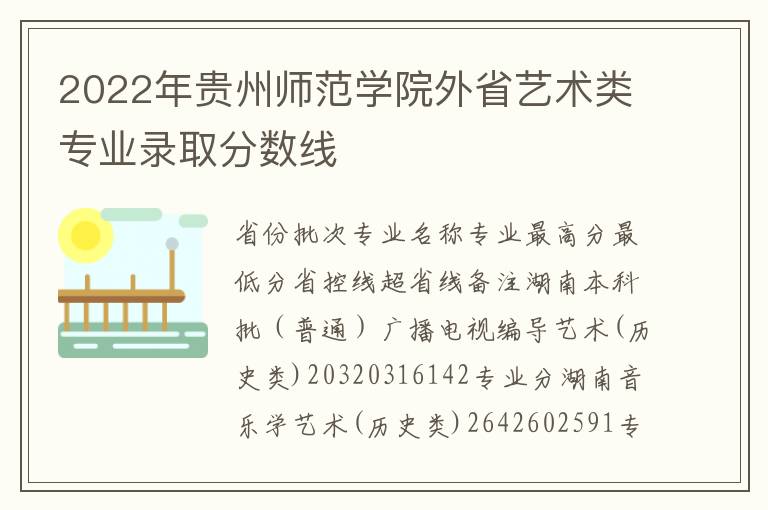 2022年贵州师范学院外省艺术类专业录取分数线