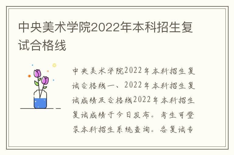 中央美术学院2022年本科招生复试合格线