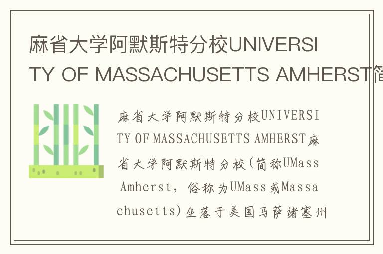 麻省大学阿默斯特分校UNIVERSITY OF MASSACHUSETTS AMHERST简介及留学专业