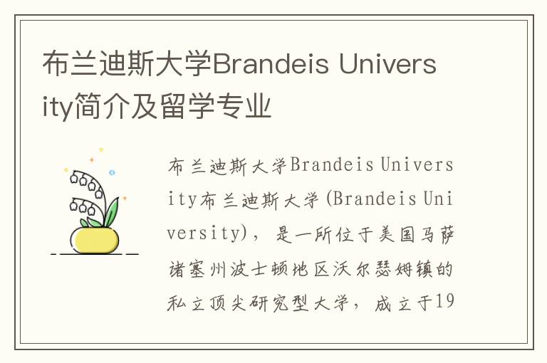 布兰迪斯大学Brandeis University简介及留学专业