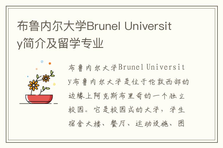 布鲁内尔大学Brunel University简介及留学专业