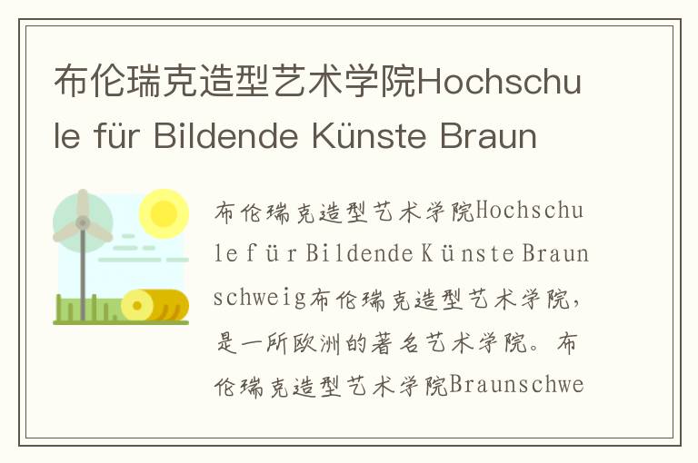 布伦瑞克造型艺术学院Hochschule für Bildende Künste Braunschweig简介及留学专业