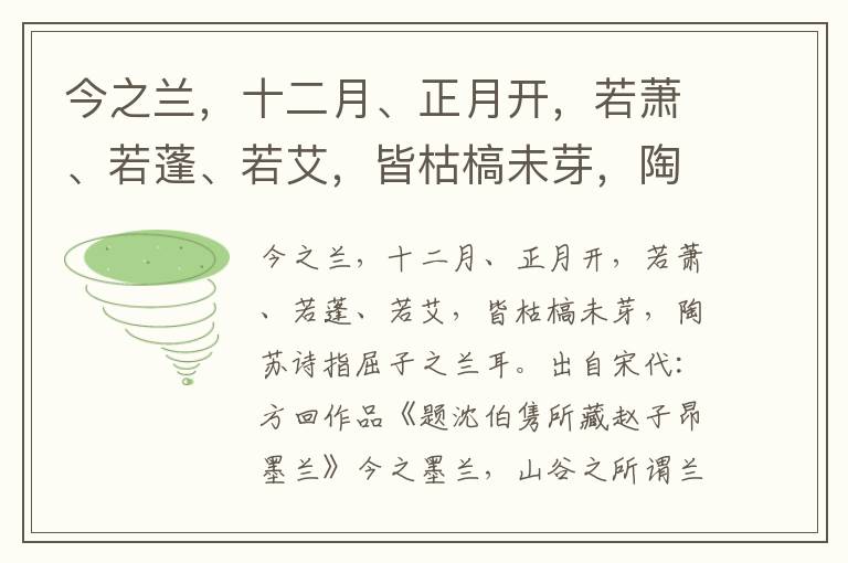 今之兰，十二月、正月开，若萧、若蓬、若艾，皆枯槁未芽，陶苏诗指屈子之兰耳-方回