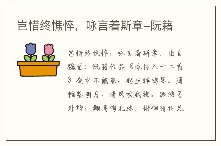 岂惜终憔悴，咏言着斯章-阮籍