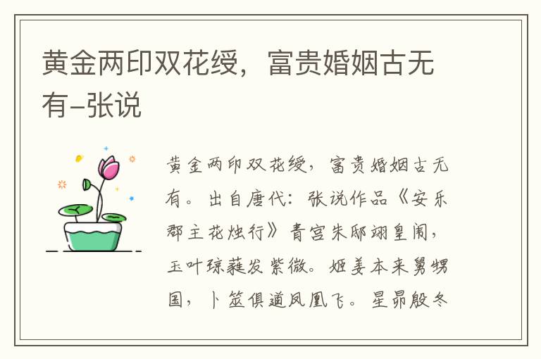 黄金两印双花绶，富贵婚姻古无有-张说