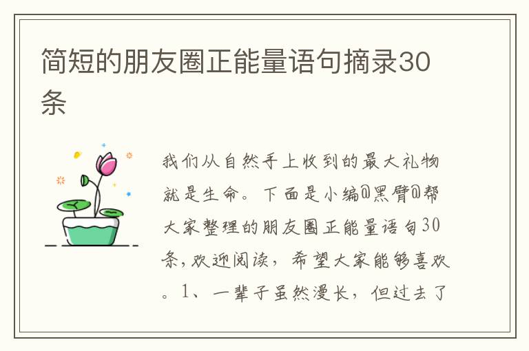 简短的朋友圈正能量语句摘录30条