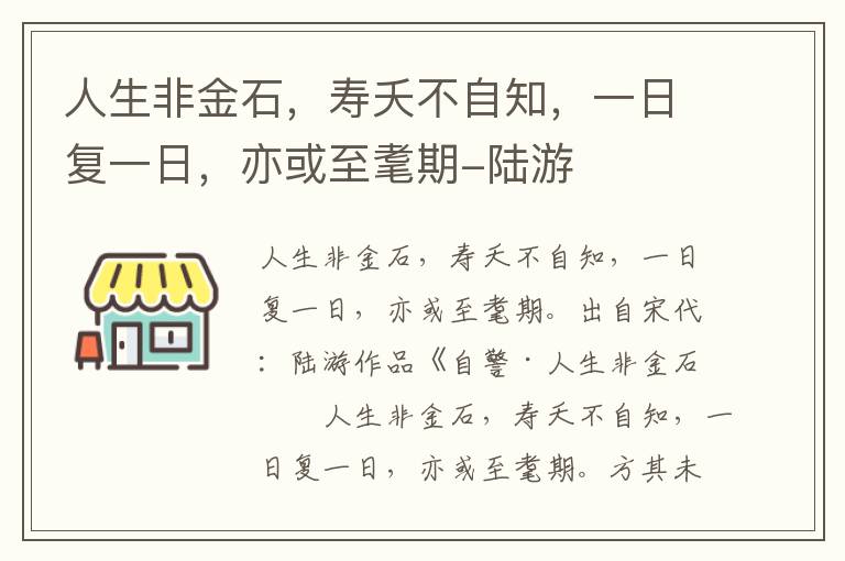 人生非金石，寿夭不自知，一日复一日，亦或至耄期-陆游