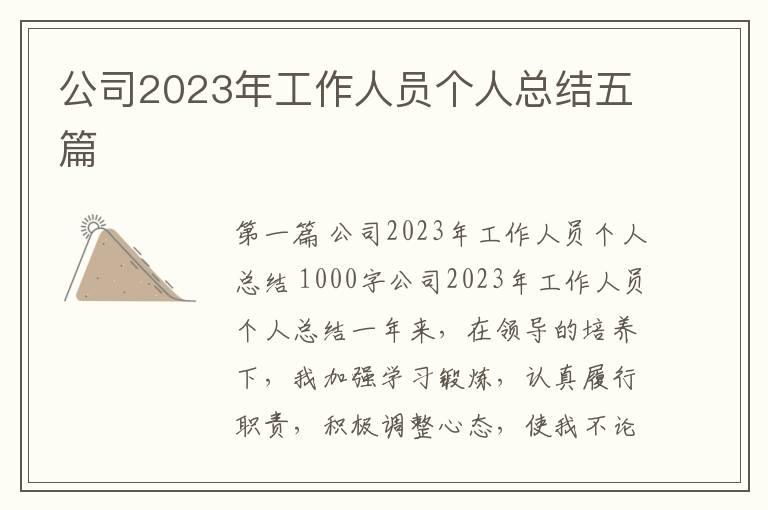 公司2023年工作人员个人总结五篇