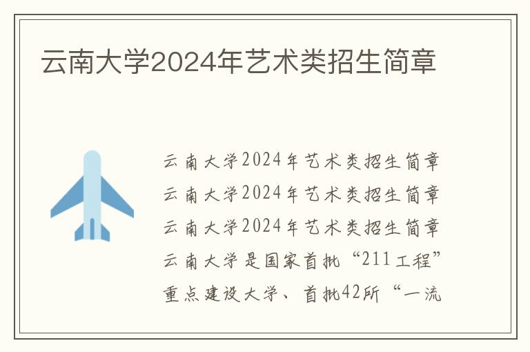 云南大学2024年艺术类招生简章