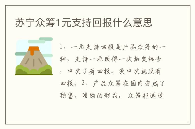 苏宁众筹1元支持回报什么意思