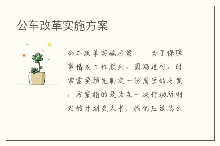 公车改革实施方案