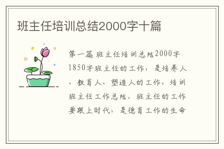 班主任培训总结2000字十篇