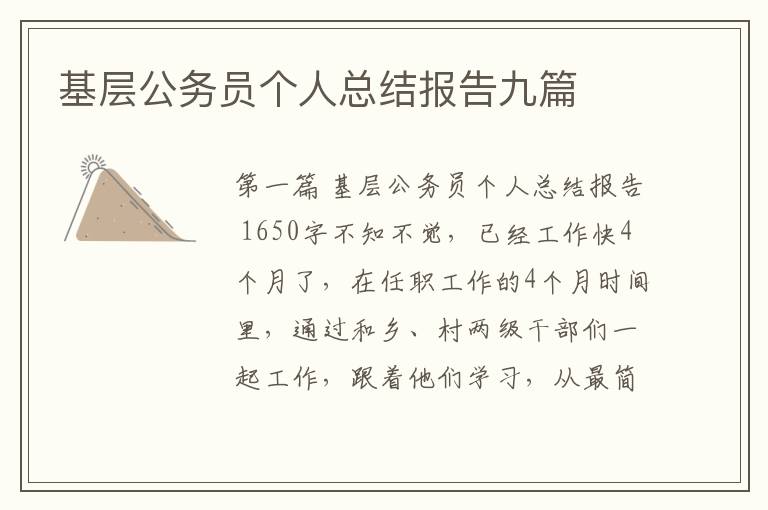 基层公务员个人总结报告九篇